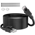 Outdoor Cat 6 Ethernet Cable 75m, Water Resistant Direct Burial LLDPE UV Jacket - 24AWG 10Gbps High Speed Gigabit Internet Network Cable - CCA, UTP with 80 Ties - Black
