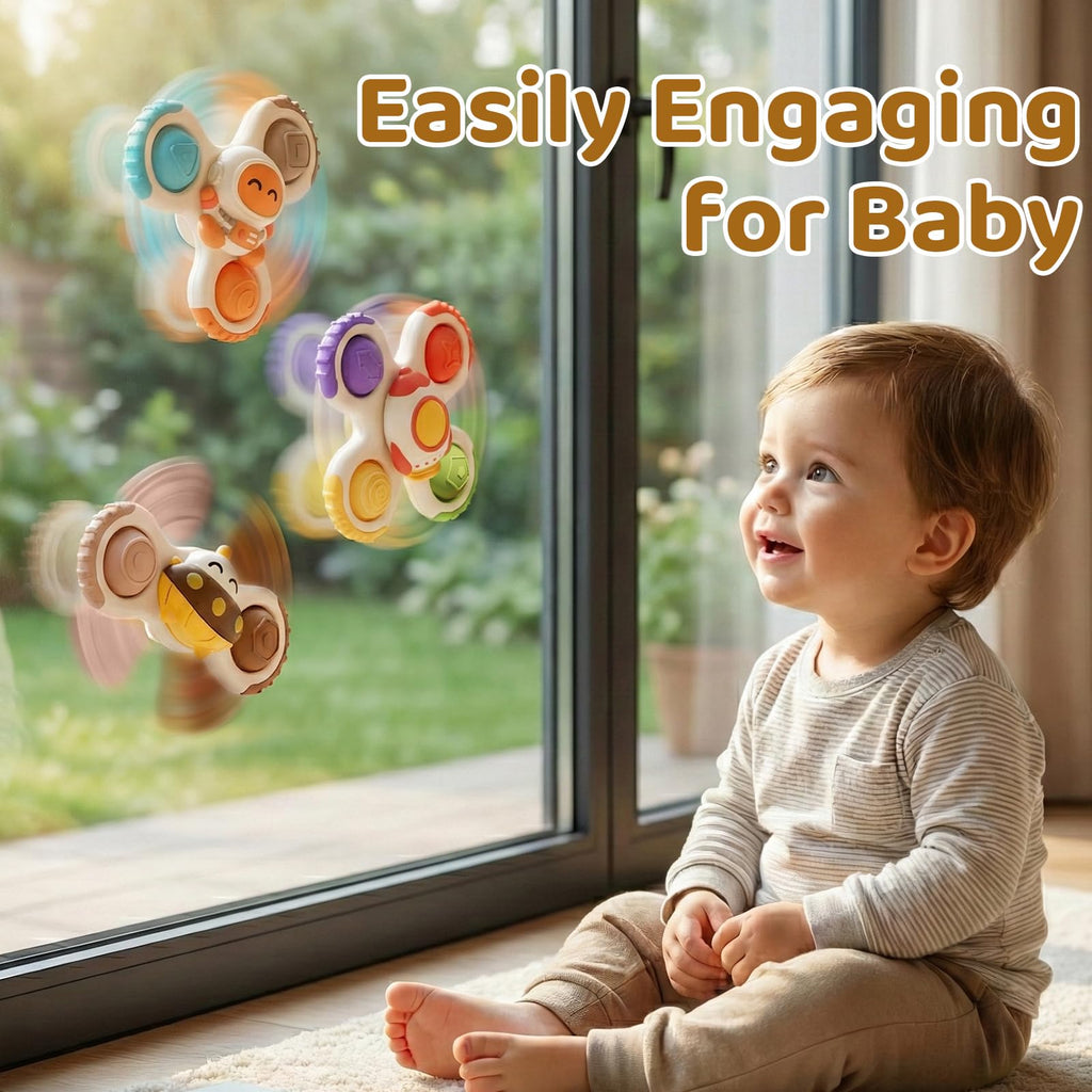 ALASOU Pop Suction Cup Spinner Airplane Travel Toys for 1 Year Old Boy Girl
