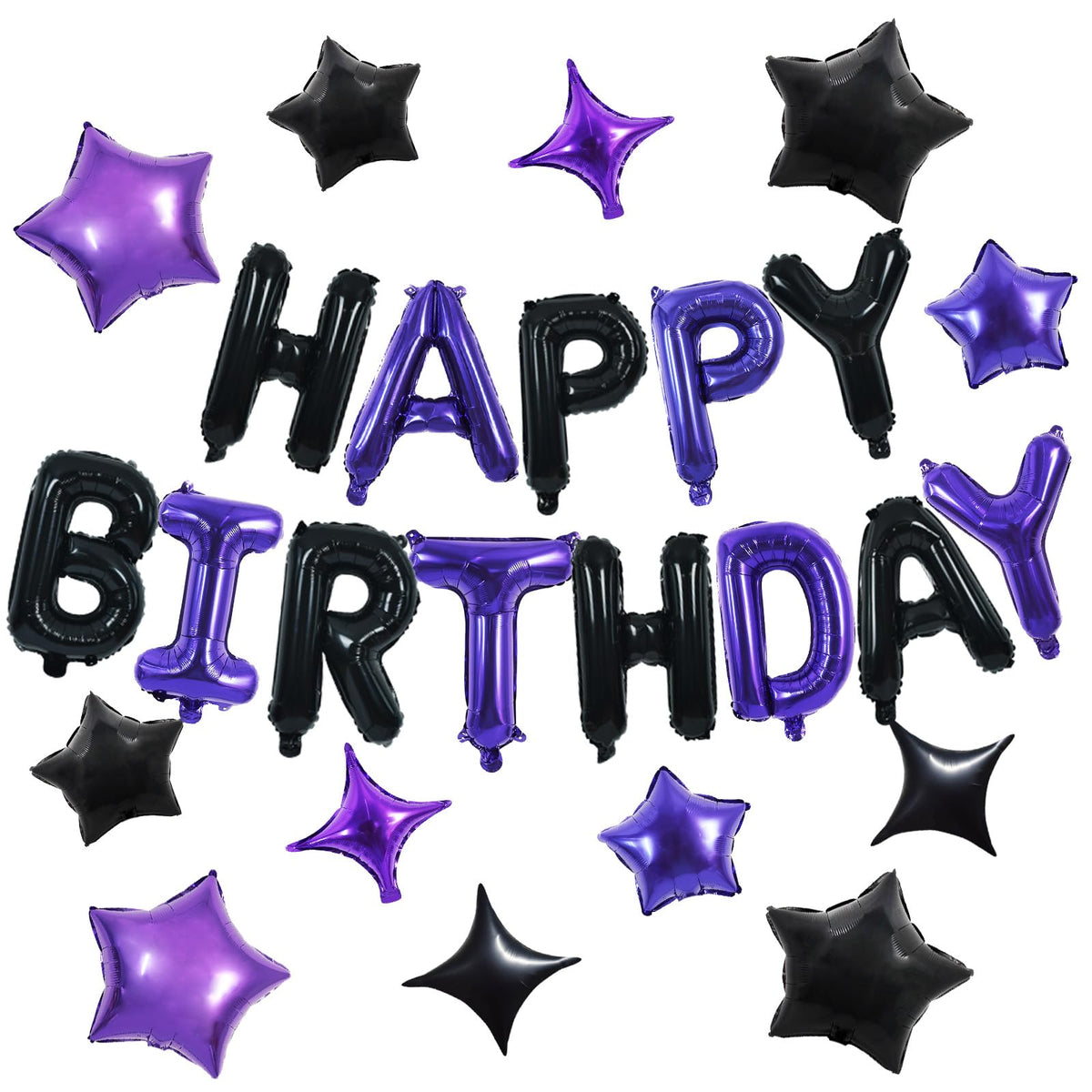 TONIFUL 16 Inch Black Happy Birthday Balloons Banner Decorations for Men