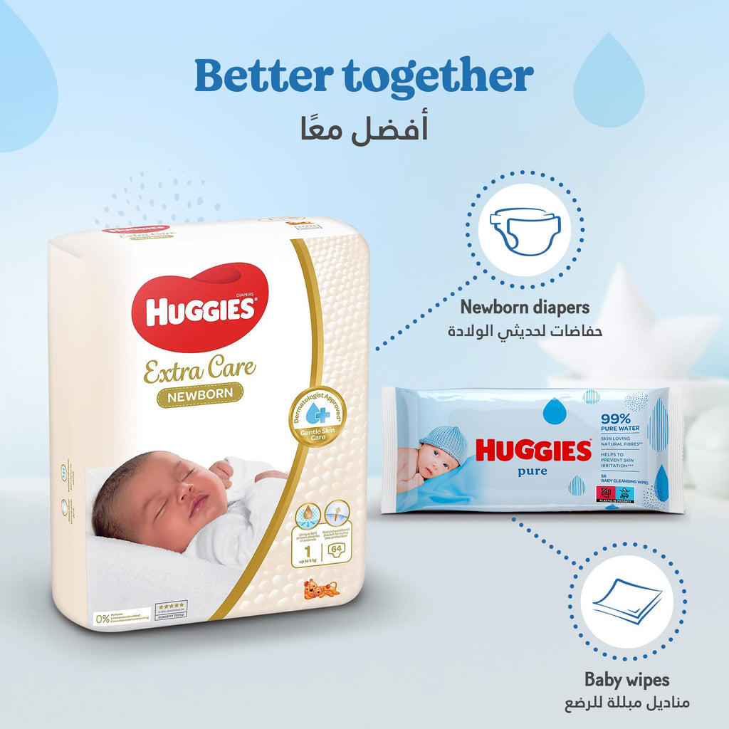 Huggies Pure Plastic Free Baby Wipes - Pack of 18 (864 Wipes) - 99% Water Wet Wipes, Fragrance Free, Hypoallergenic, Better Cleaning, Soft and Gentle on Babies' Delicate Skin