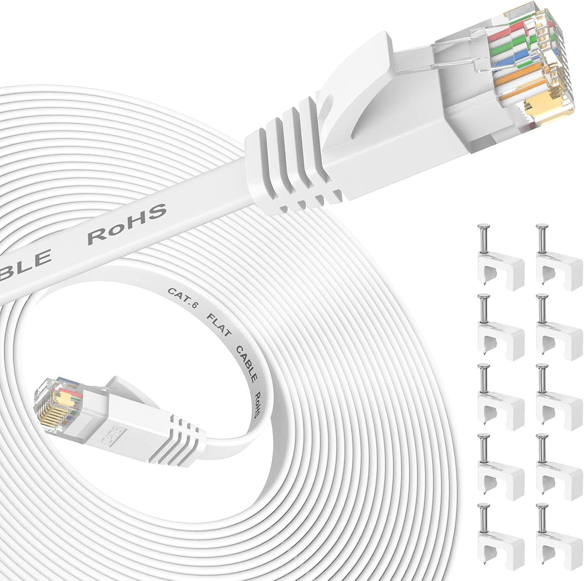 Ethernet Cable 10M, Cat6/Cat 6e Long Internet Cable,Flat Network Patch Cord
