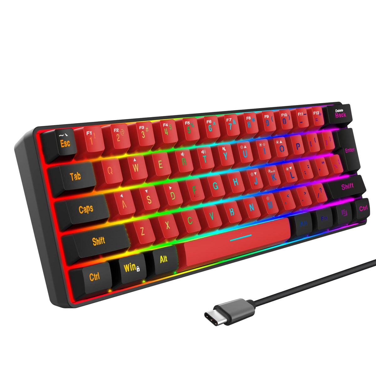 Snpurdiri 2.4G 60% Wireless Gaming Keyboard and Mouse Combo (White-Grey)