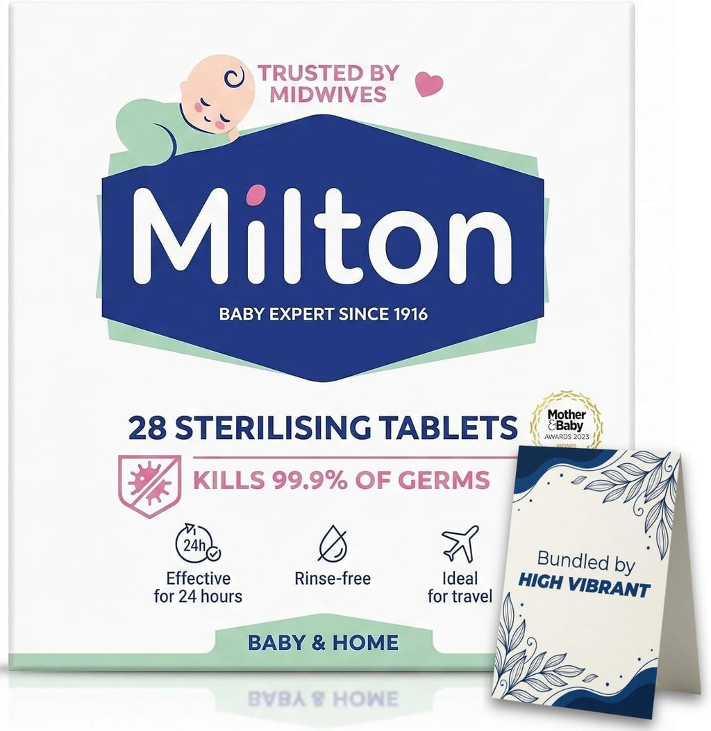MiltonBaby Sterilising Tablets 28 Pack, Cold Water Steriliser Tablets for Baby Bottles, Teats, Breast Pump Parts and Soothers, Kills 99.9% of Germs in 15 Minutes, Rinse Free, Travel Friendly