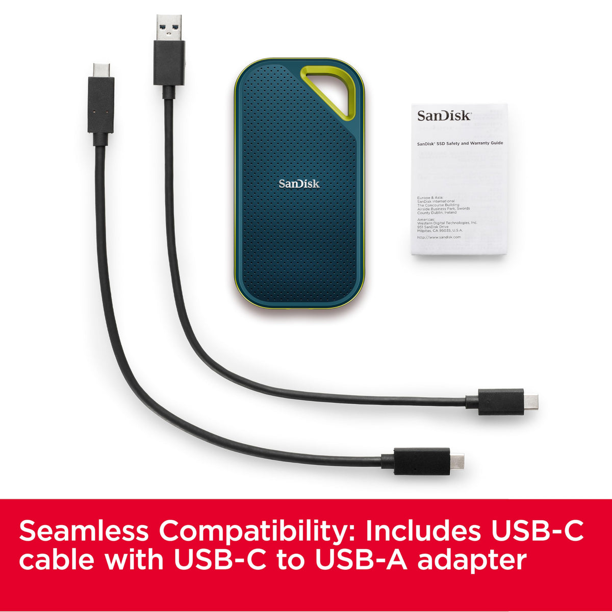 SanDisk Extreme Portable SSD 8TB, up to 1050MB/s Read and 1000MB/s Write Speeds, IP65 Rated Water Resistance, Durable Drive with Hardware Carabiner, Monterey