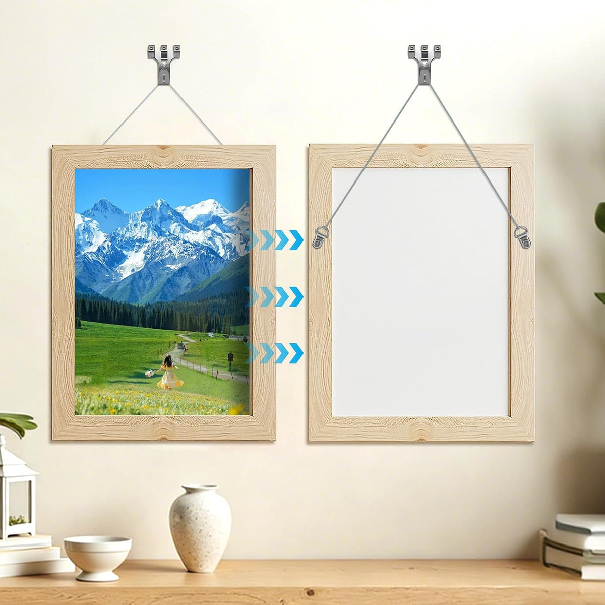 300pcs Picture Hooks Picture Hanging Kit for Picture Frame Fixing Hard Walls Photo Hooks Assorted Picture Hanger Set with Saw Tooth, D-Ring, Nails, Wire,Screws