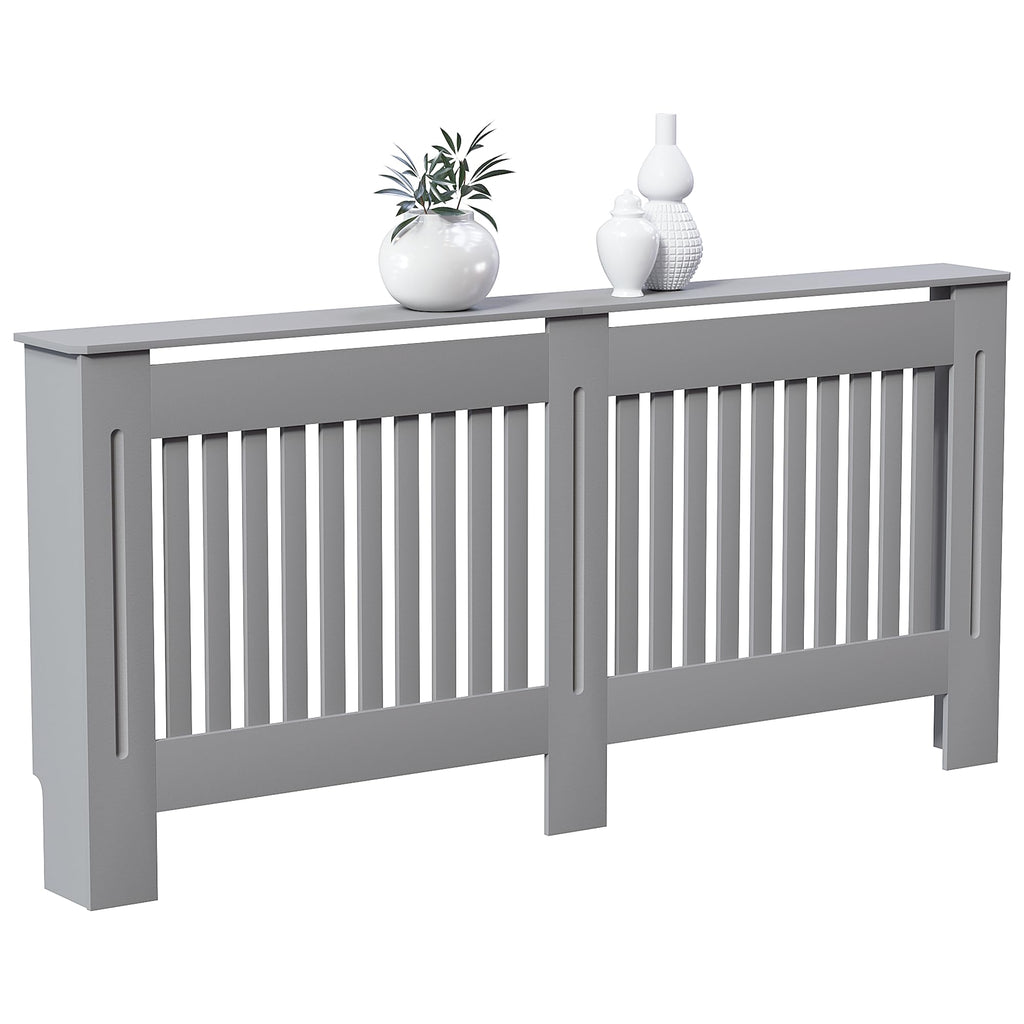 Vida Designs Chelsea Radiator Cover White - Medium - Modern Vertical Slat Design For Optimal Heat Circulation - H82xW111xD19cm - Painted MDF Cabinet Ideal For Living Room & Hallway