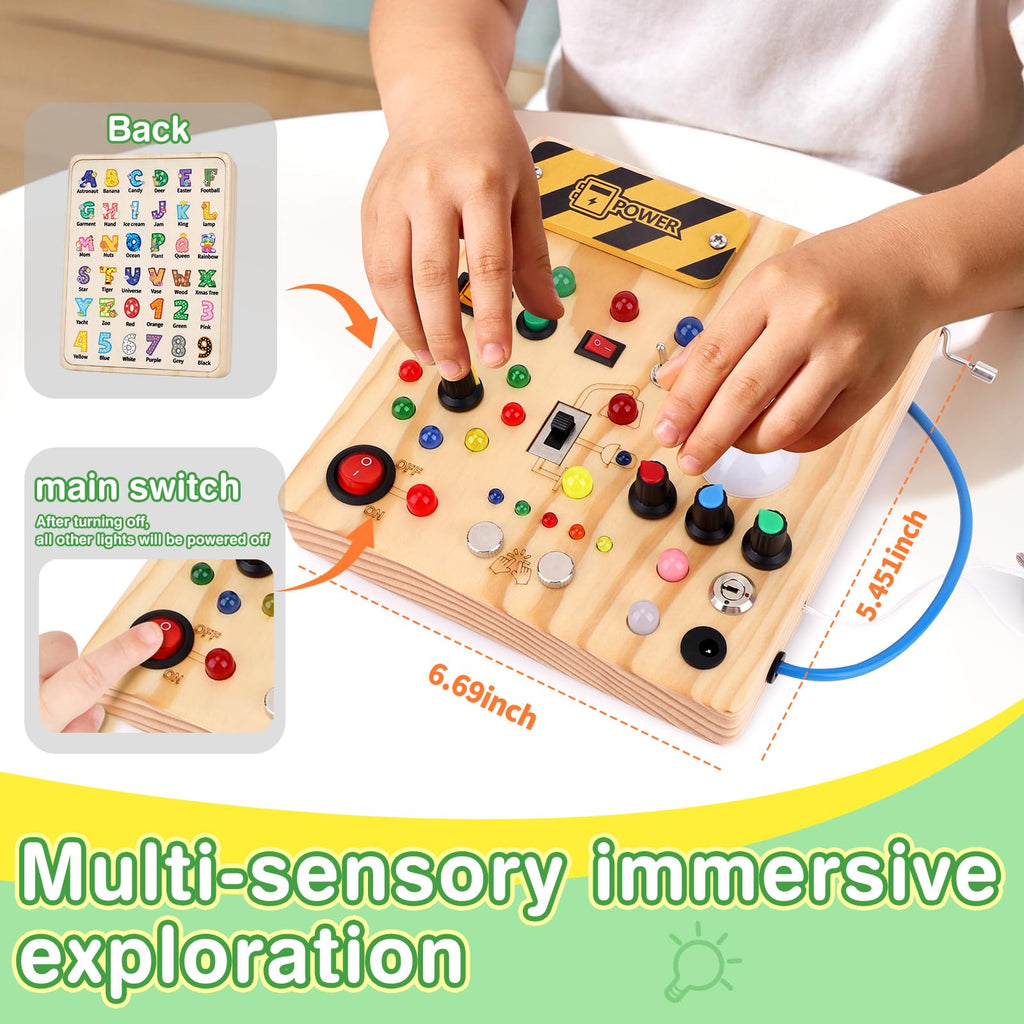 Grarain Busy Board for Toddlers - Montessori Educational Toy for 1-3 Year Old Boys & Girls | Travel-Friendly Sensory Learning Activity | Ideal for Kids with Autism(Busy Board v2)