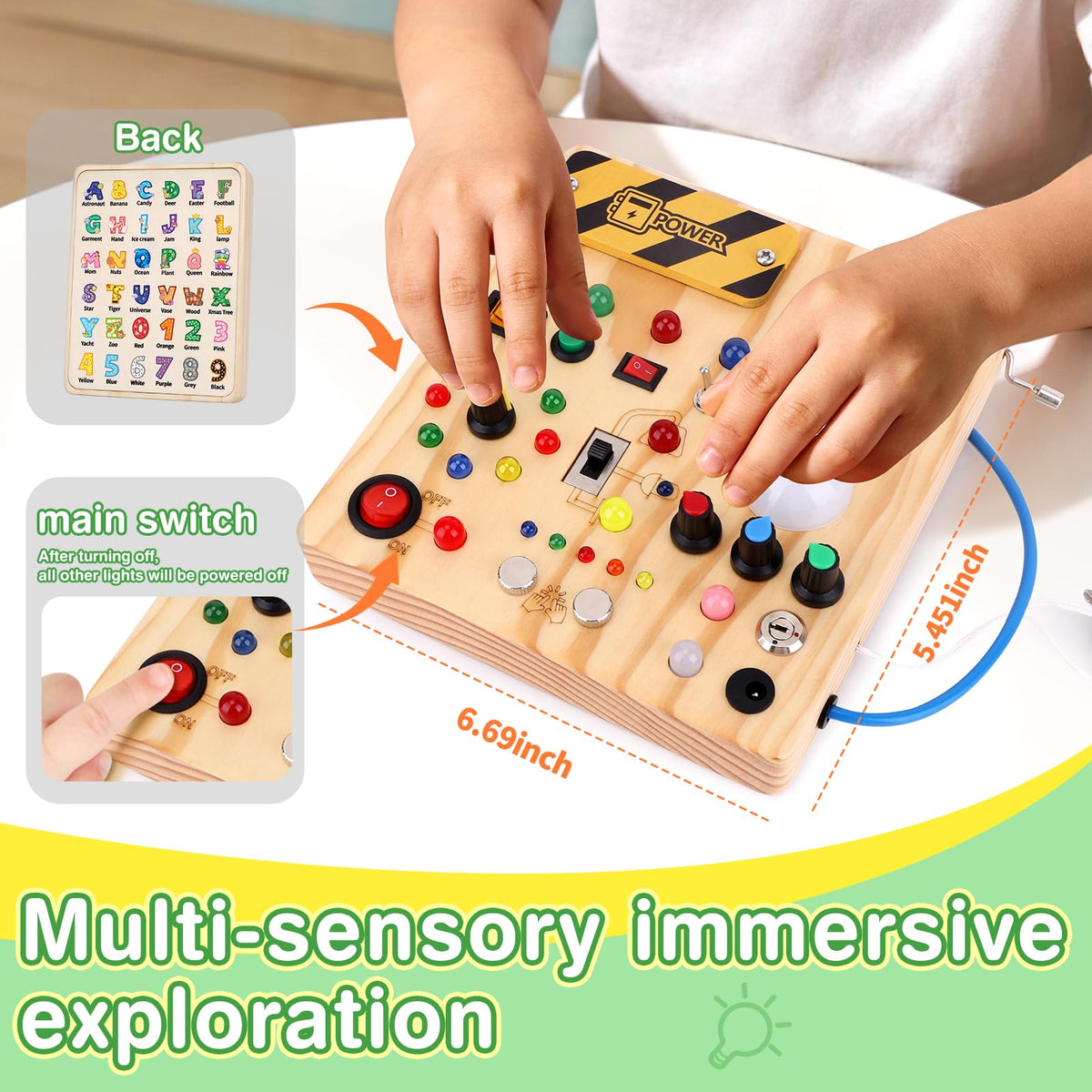 Grarain Busy Board for Toddlers - Montessori Educational Toy for 1-3 Year Old Boys & Girls | Travel-Friendly Sensory Learning Activity | Ideal for Kids with Autism(Busy Board v2)
