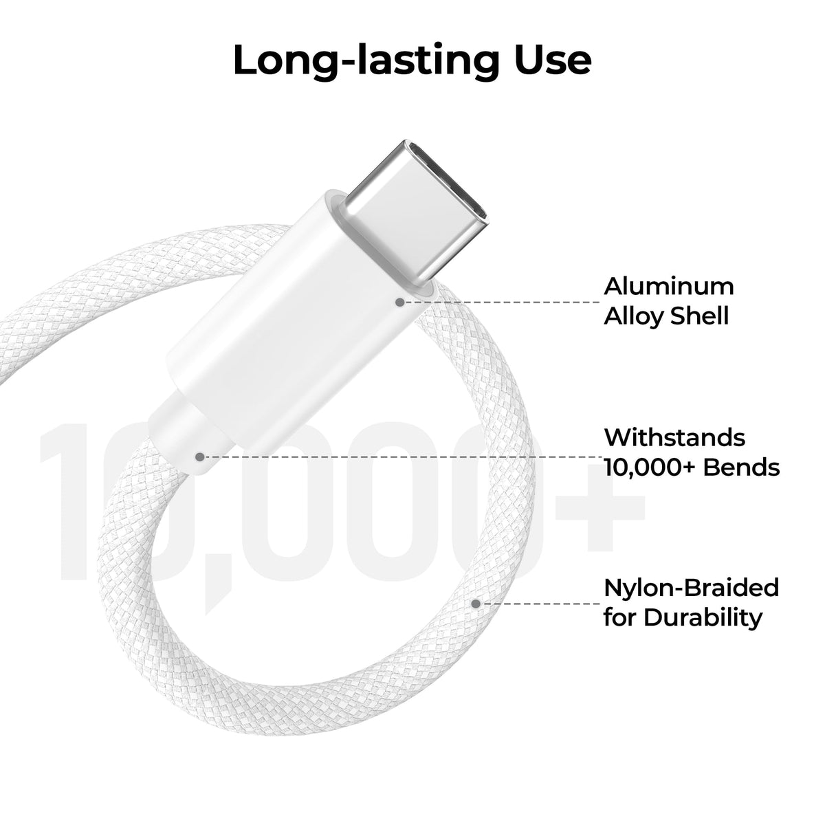 BASESAILOR USB A to USB C Charger Cable 3Pack 0.5/1/2M Black