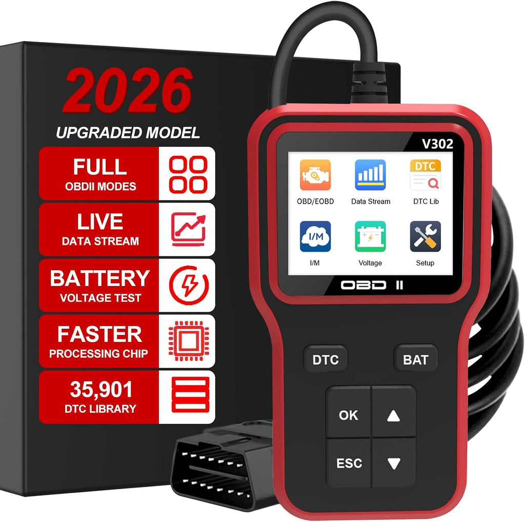 OBD2 Scanner Car Engine Fault Code Reader Wired, V302 OBDII Scan Tool