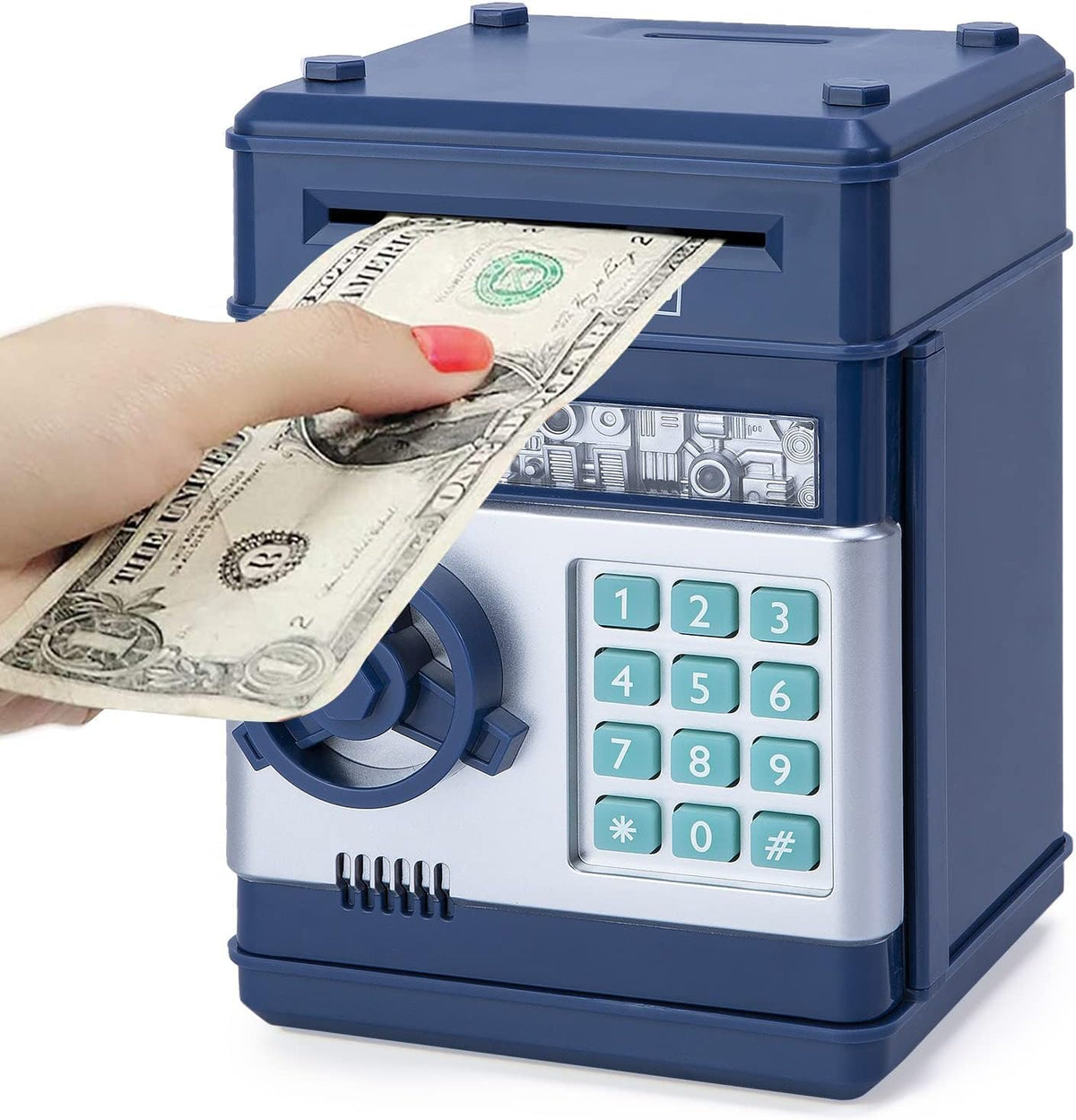 Refasy Piggy Bank Cash Coin Can ATM Bank Electronic Coin Money Bank for Kids Age 3-12, Money Savings Box Mini ATM Coin Bank Toys Gifts for 3 4 5 6 7 8 9 10 11 12 Year Old Boys Girls