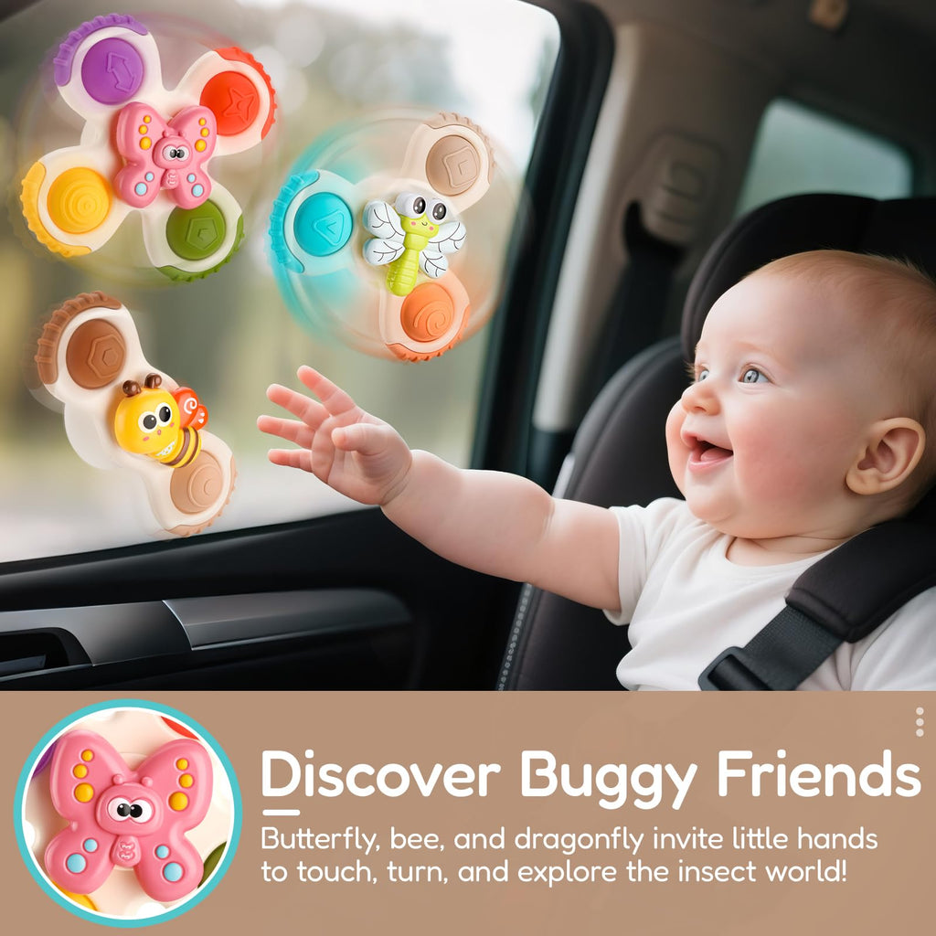 ALASOU Pop Suction Cup Spinner Airplane Travel Toys for 1 Year Old Boy Girl