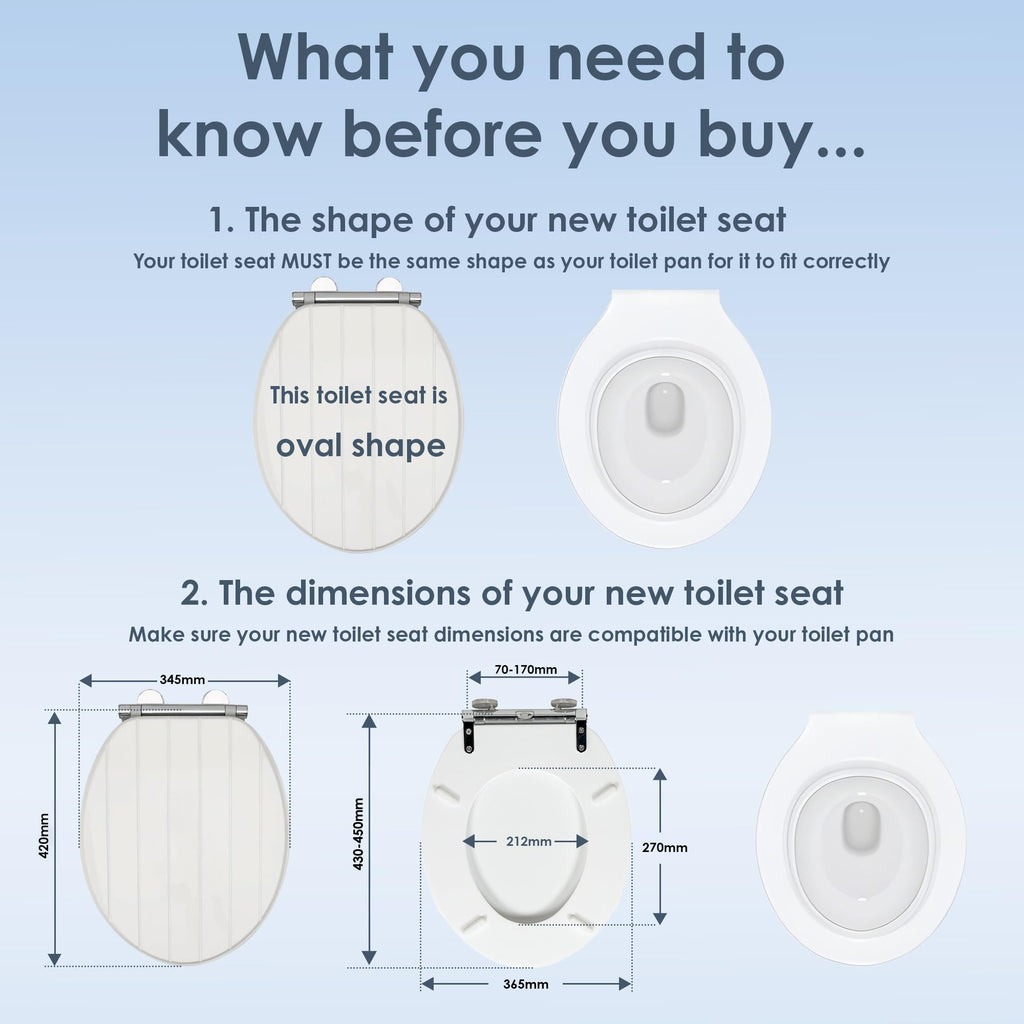 AQUALONA® Luxury Grey Oak Effect Toilet Seat - Soft Close MDF Moulded Wood Seat with Quick Release Button and Durable Hinges - Comfortable, Easy to Clean and Install with Universal Fittings
