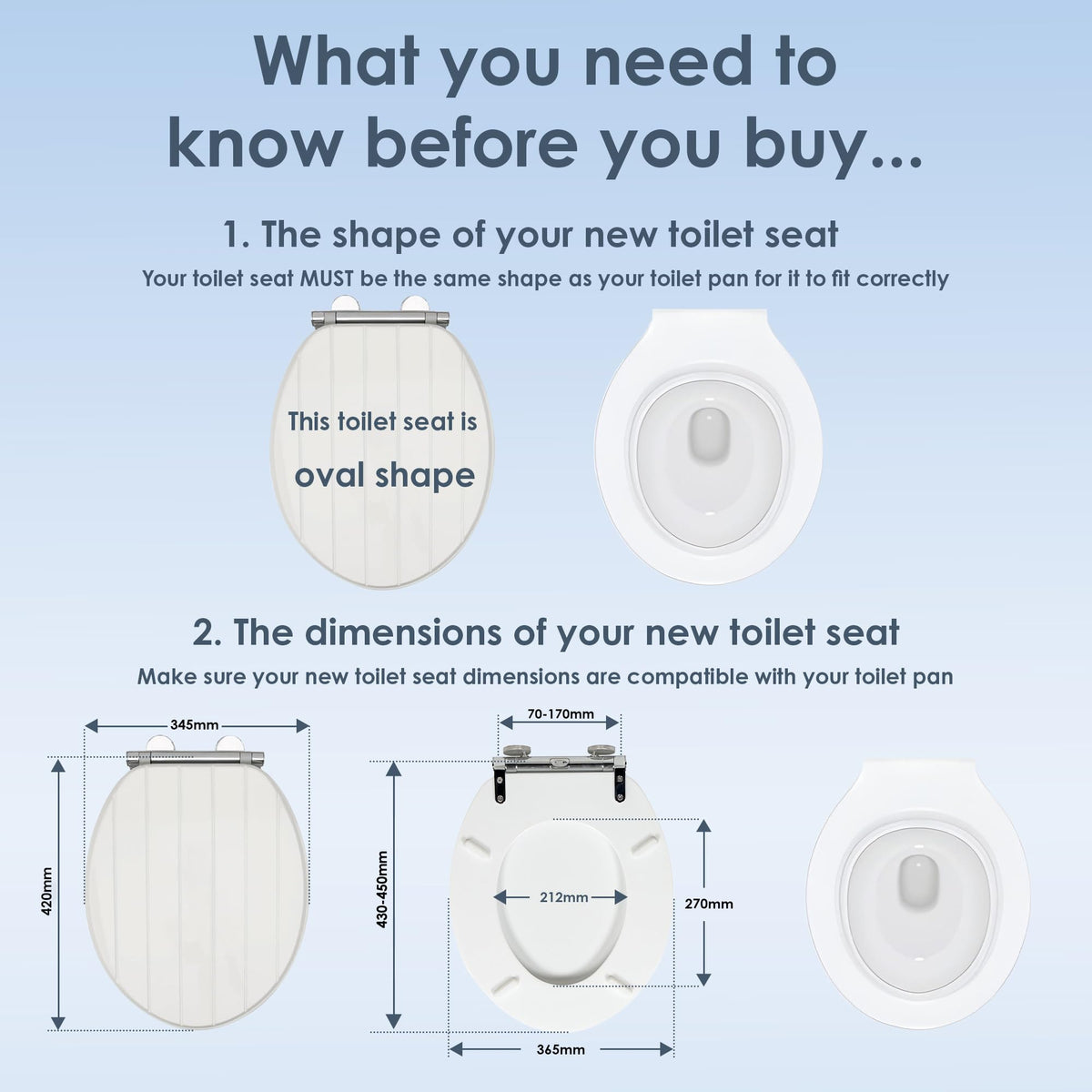 AQUALONA® Luxury Grey Oak Effect Toilet Seat - Soft Close MDF Moulded Wood Seat with Quick Release Button and Durable Hinges - Comfortable, Easy to Clean and Install with Universal Fittings