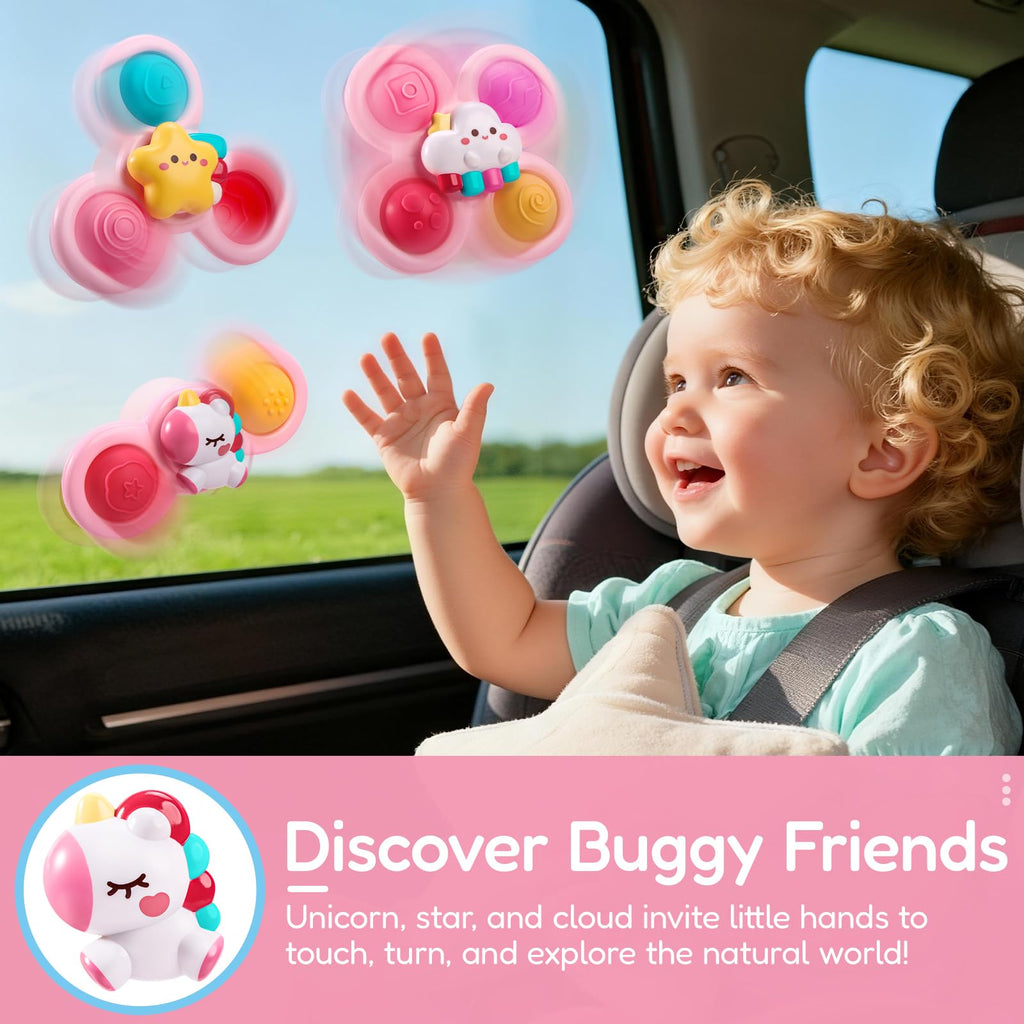 ALASOU Pop Suction Cup Spinner Airplane Travel Toys for 1 Year Old Boy Girl