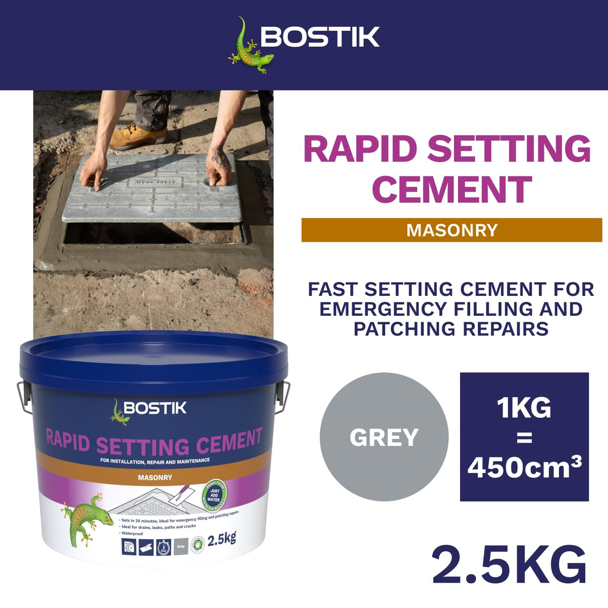 Bostik Rapid Setting Cement 2.5kg - Fast-Setting
