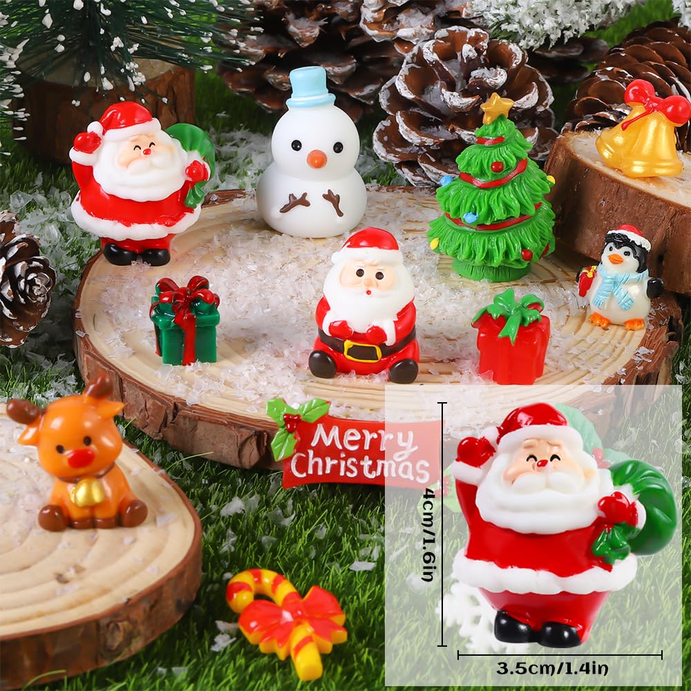 DIYDEC 24pcs Luminous Christmas Mini Resin Tree Figures Toys