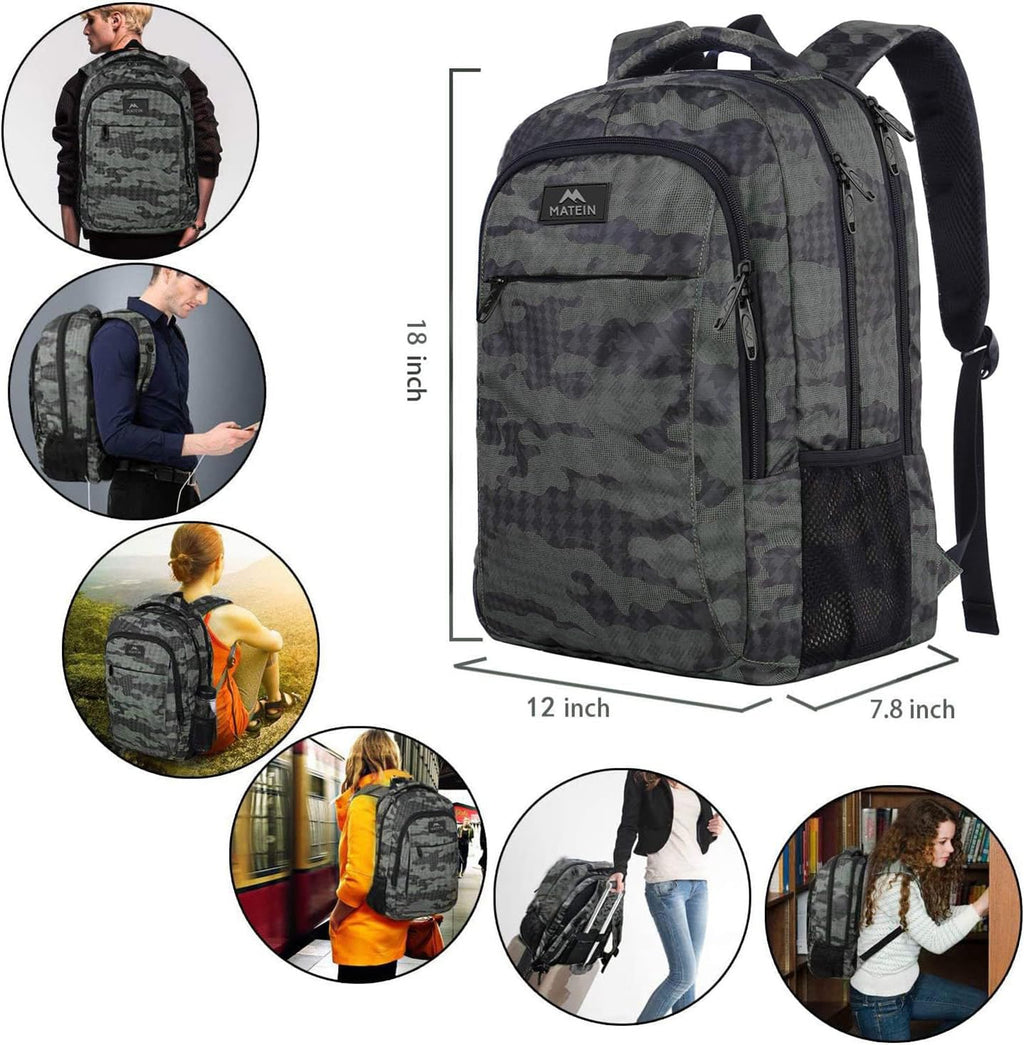 MATEIN Travel Laptop Backpack, Work Bag Lightweight Laptop Bag, Black Blue