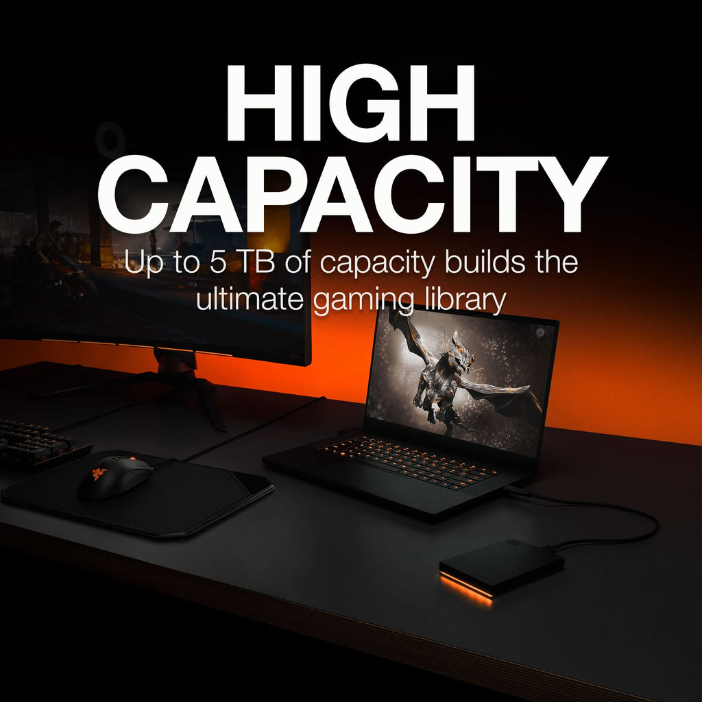 Seagate FireCuda Gaming Hard Drive 2TB, External Hard Drive HDD, USB 3/2, RGB LED lighting, Data Rescue Services (STKL2000400)
