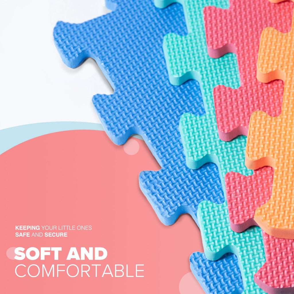 kidoola Foam Baby Play Mat (29x29cm) – Thick & Soft EVA Foam Interlocking Floor Tile Matting for Children – Large Multi Colour, Safe & Comfortable 7mm Thick Play Flooring (27pc)