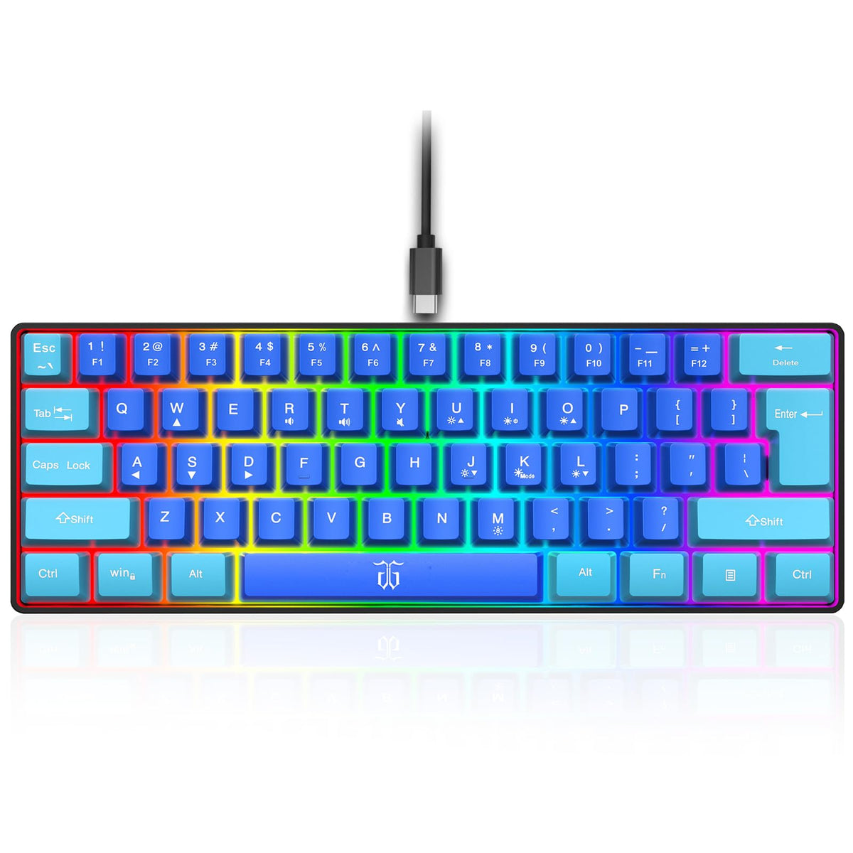 Snpurdiri 2.4G 60% Wireless Gaming Keyboard and Mouse Combo (White-Grey)