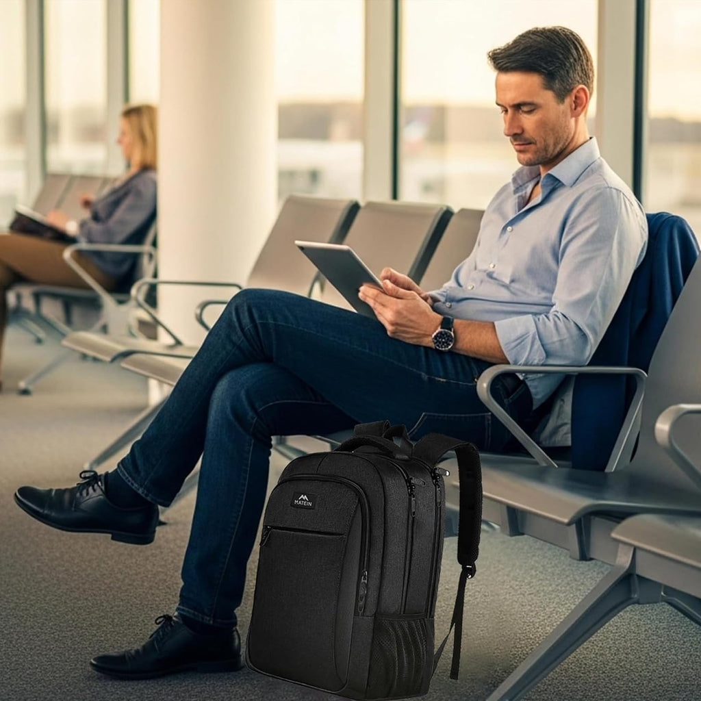 MATEIN Travel Laptop Backpack, Work Bag Lightweight Laptop Bag, Black Blue