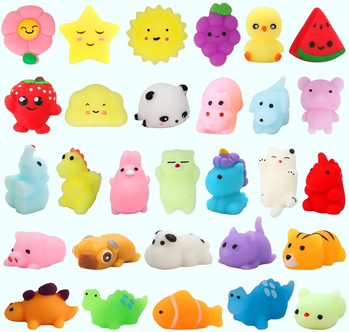 30 Pack Squishy Toys, Kawaii Squishies Party Favors for Kids 4-8 8-12 Treasure Box Toys for Classroom Birthday Xmas Gifts Goodie Bag Mini Animals Mochi Squishy Stress Relief Sensory Toys Random