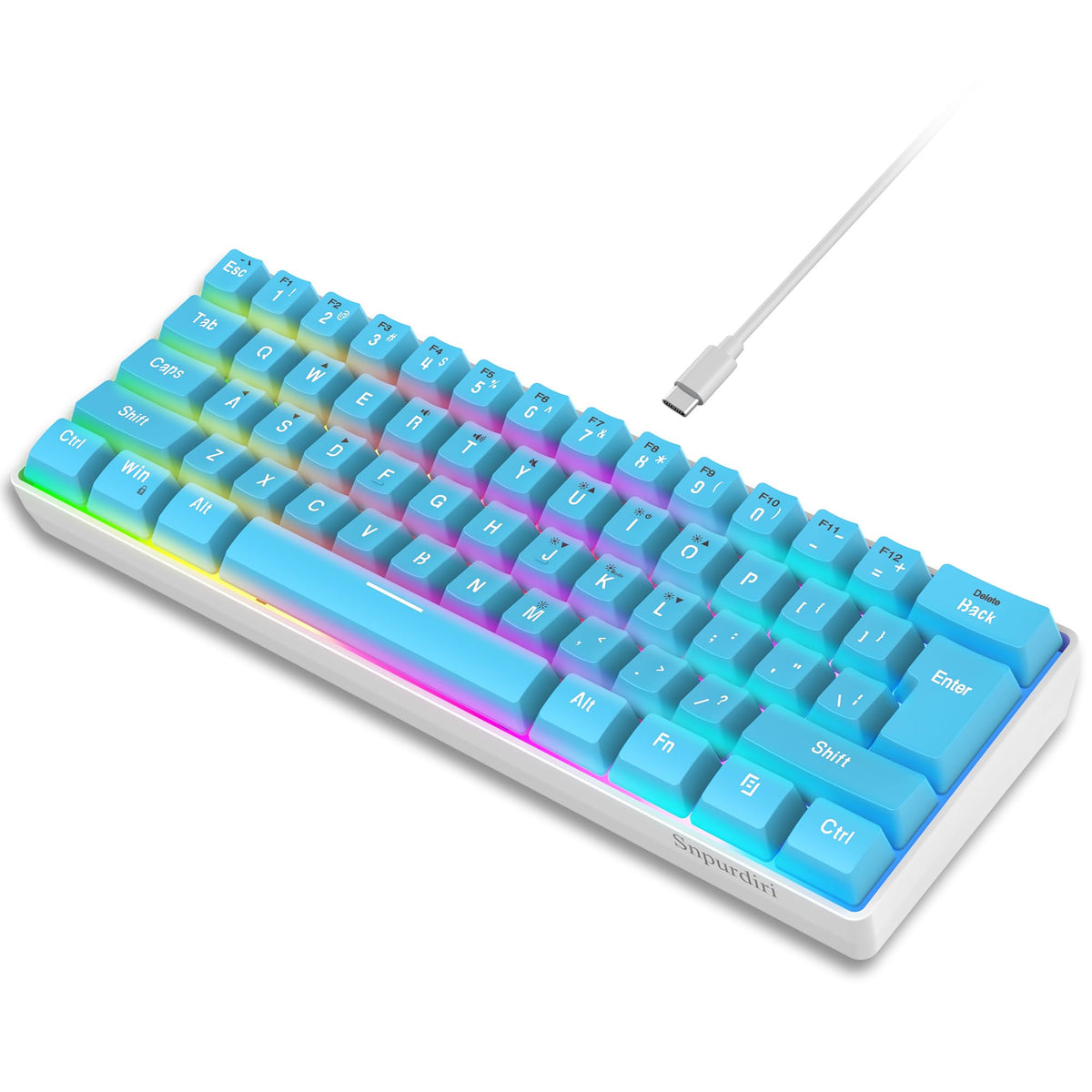 Snpurdiri 2.4G 60% Wireless Gaming Keyboard and Mouse Combo (White-Grey)