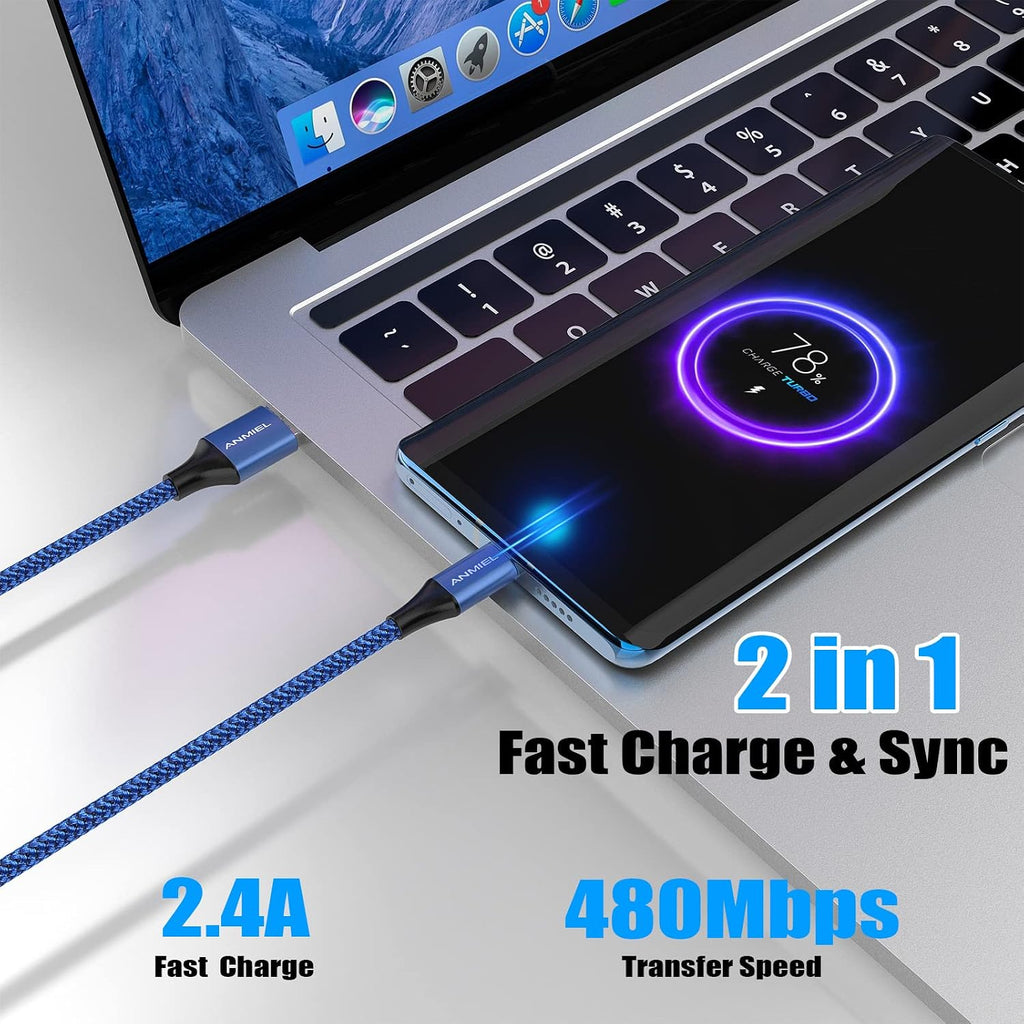 Long Micro USB Cable 10ft Android Charger Cable Durable Fast Phone Charger Cord Android Charging Cable for Samsung Galaxy S7 S6 S7 Edge S5 S2 J7 J7V J5 Note 5 4 LG G4 HTC PS4 Camera MP3(blue)
