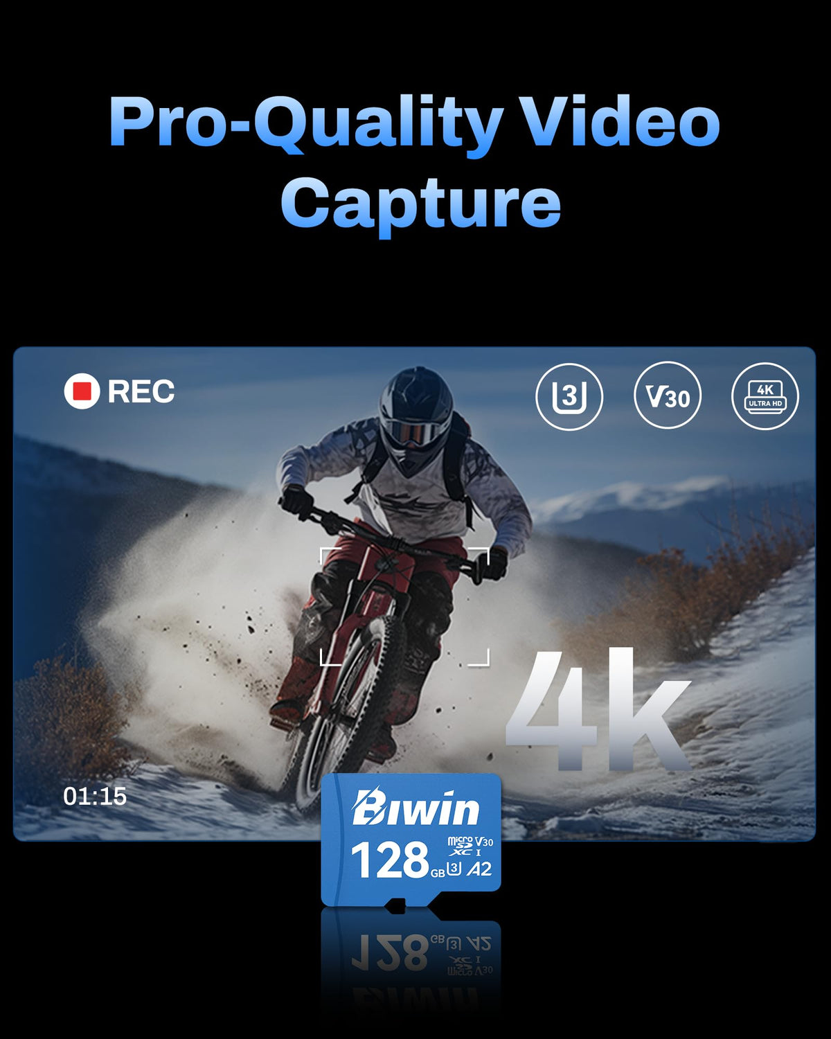 Biwin MS210 Micro SDXC SD Memory Card 512GB, Up to 210 MB/s, UHS-I V30 4K UHD A2 U3 SD Card for Digital Camera, Smartphones, Action Cams, Drones