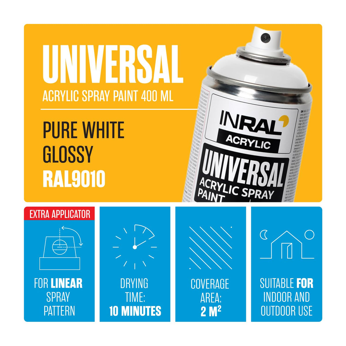 Acrylic Spray Paint Jet Black Matt RAL9005 [400ml] – Universal Spray for Metal, Plastic, Wood & Stone – High-Coverage, UV & Rain Resistant – Indoor & Outdoor Use