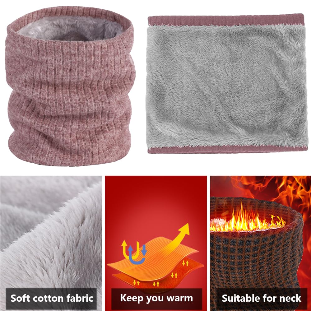 ehsbuy Fleece Neck Warmer Thermal Snoods Unisex Thick Winter Cold Weather Knitted Circle Scarf for Cycling Motocycle Sports