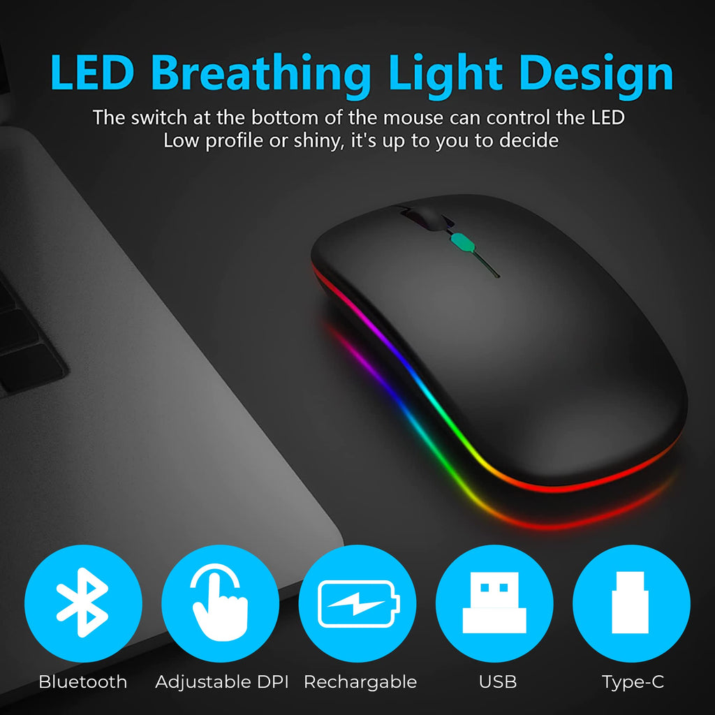 Wireless mouse rechargeable Dual Mode 2.4G & 5.0 Bluetooth Mouse for Laptop