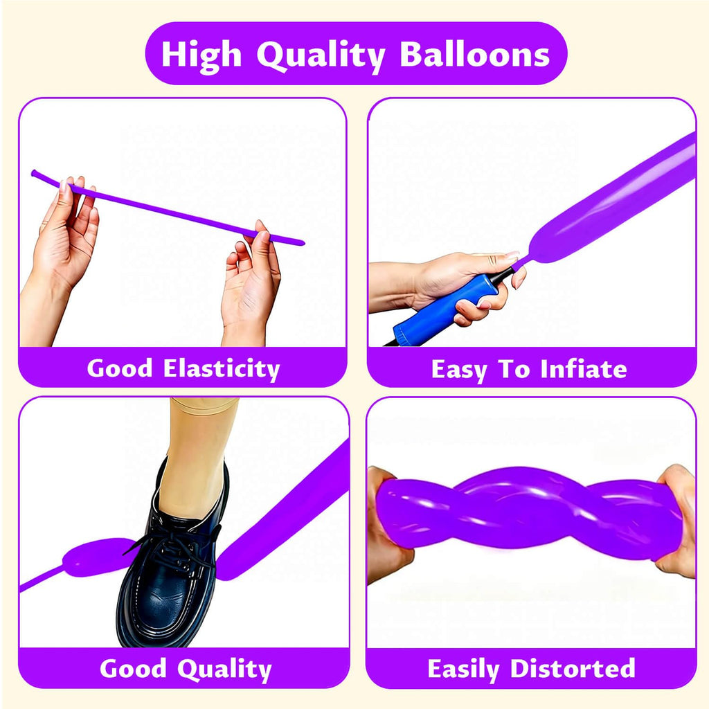 260 Black Long Balloons for Balloon Garland Thickening Skinny Latex Twisting Animals Modeling Christmas Birthday Wedding Party Festival Decorations 100pcs