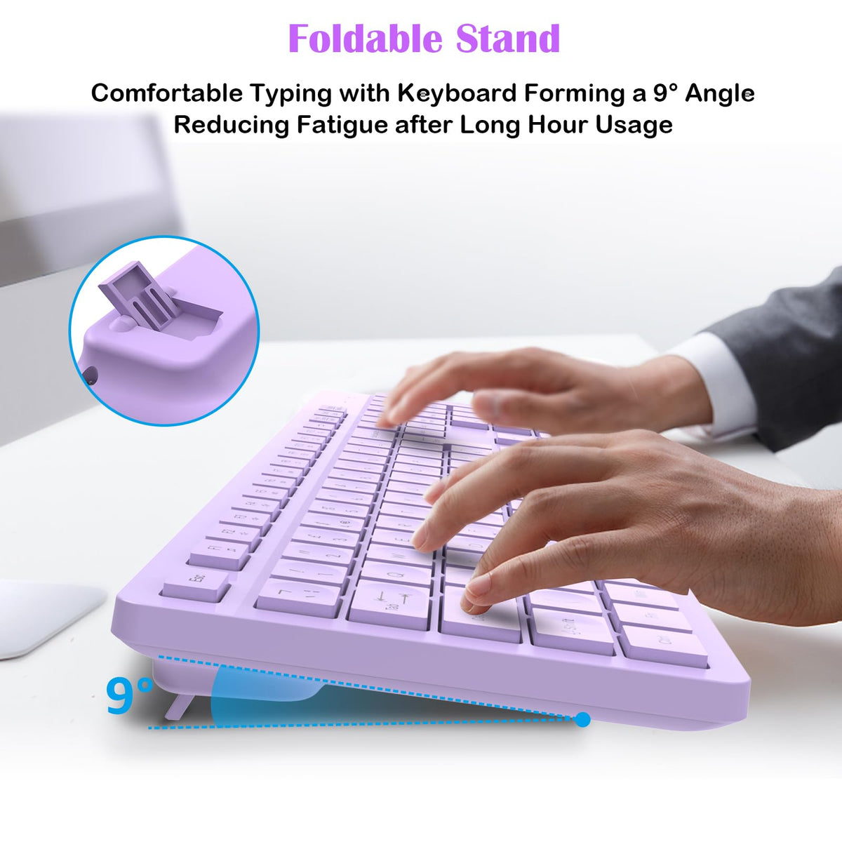 LeadsaiL Wireless Keyboard and Mouse Set, 2.4GHz USB Computer Keyboards and Mouse Combo, Ergonomic Design with 12 Multimedia Shortcuts for HP/Lenovo Laptop and Mac-Pink