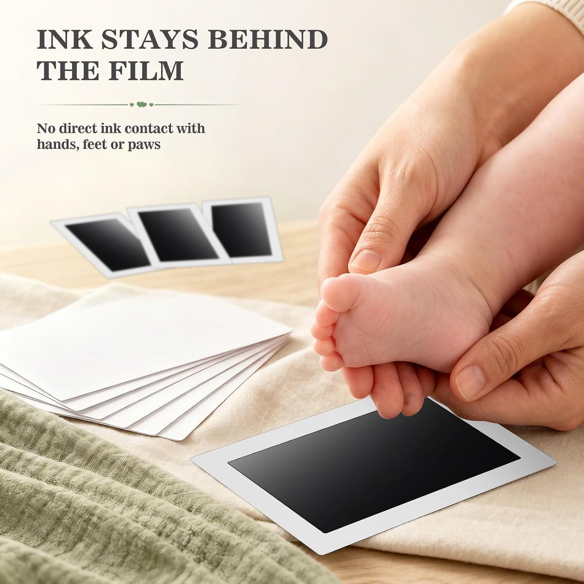 Nabance Baby Hand and Footprint Kit, 3 Inkless Print Pads, 6 Imprint Cards