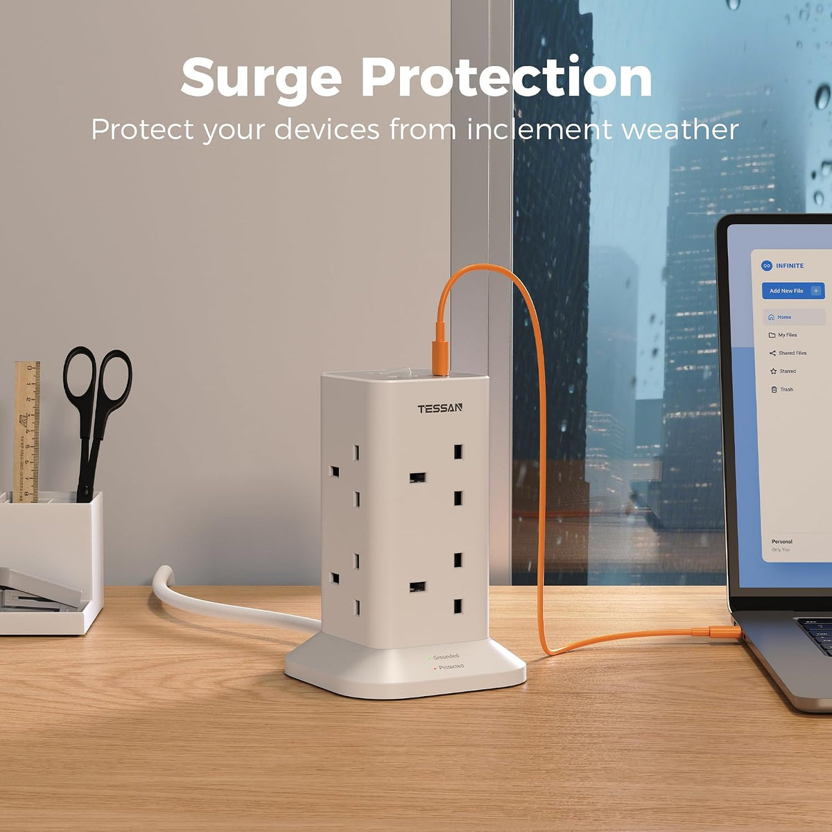 TESSAN Tower Extension Lead 5M with USB C Slots
