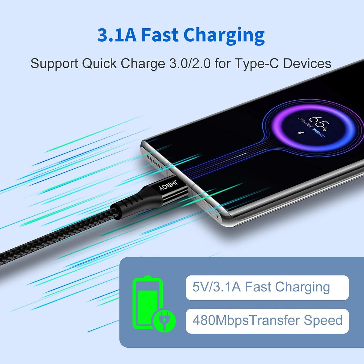 USB C CABLE 3M,Long Samsung Charger Cable Braided Compatible with Samsung Galaxy S20 Plus S21 S22 S23 S10 S9 S8, A20E A50 A51 A70 A71,PS5,Switch,Huawei P40,（Black）