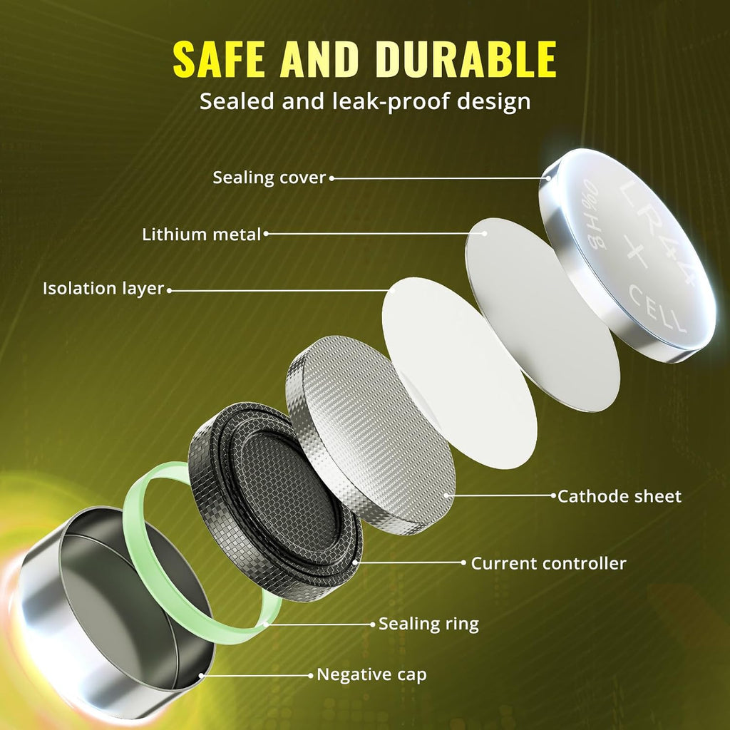 POWEROWL 12 Pcs LR44 Batteries for Christmas decorations, Flashlights, Watches, Bottle Lights