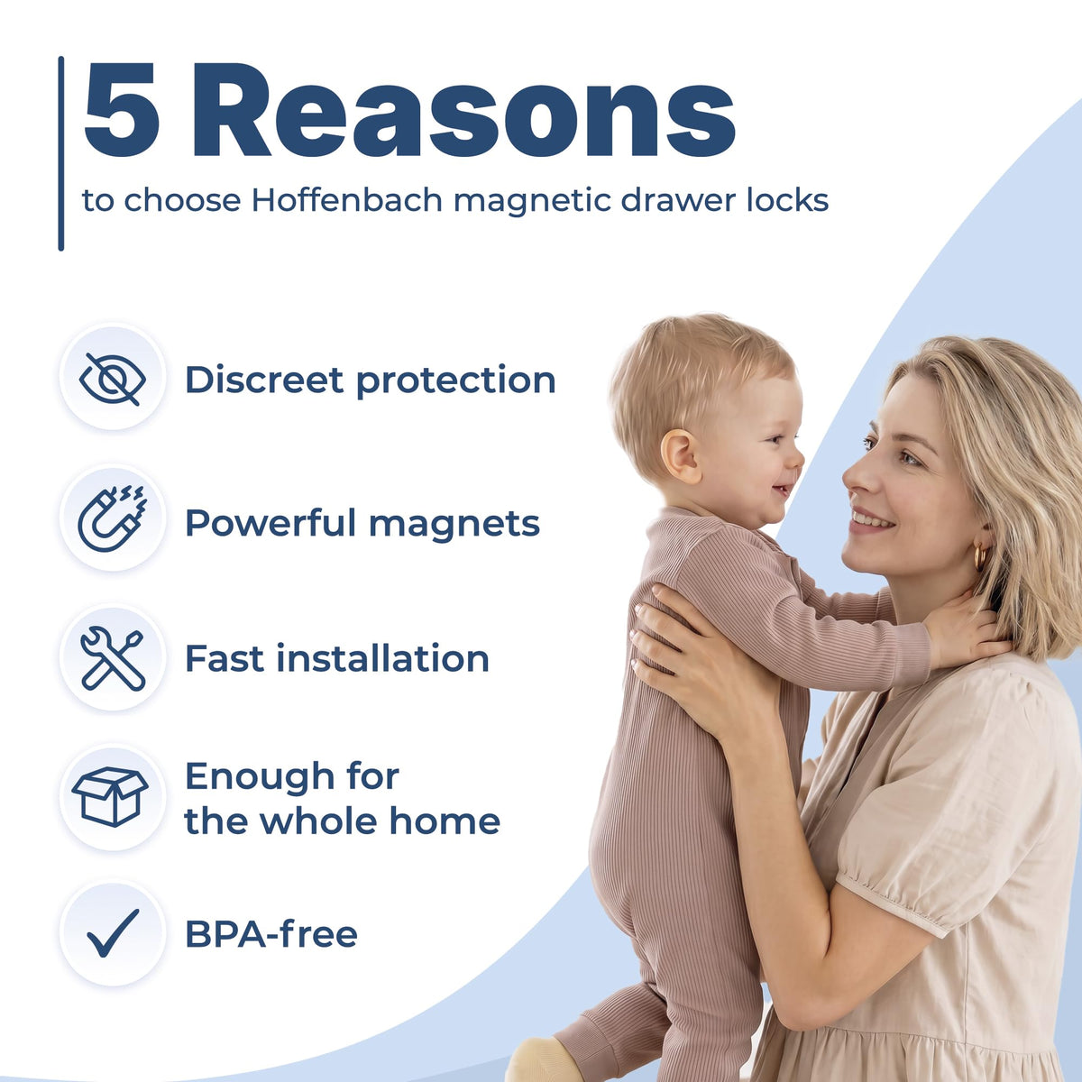 Hoffenbach – 20 Locks & 4 Keys – Magnetic Cupboard Locks – Child Safety Locks for Cabinets, Drawers & Kitchen – Invisible Baby Proofing with Magnet for Doors & Cupboards – White