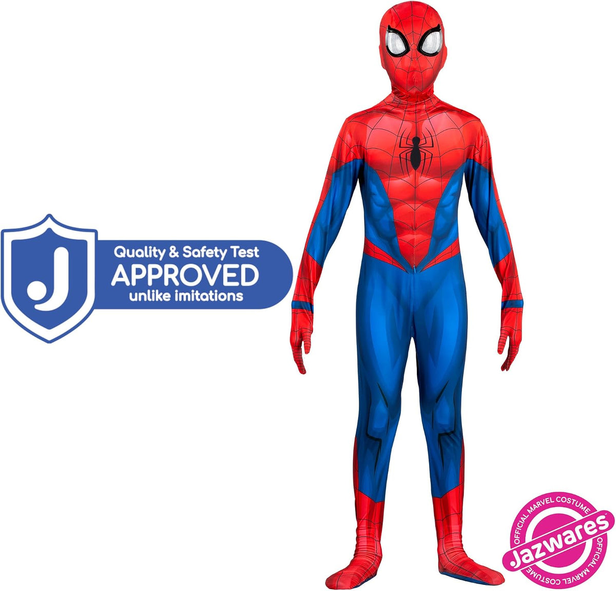 Marvel Spider-Man Official Youth Deluxe Zentai Costume - Deluxe Two-Way Stretch Spandex with Invisible Zippers and Wrist Openings for Added Convenience (M)