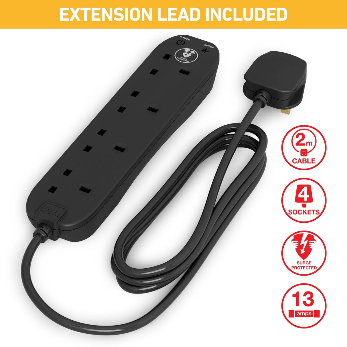 D-Line Cable Tidy Box, Hide Extension Blocks, Desk Cable Management, Organise TV Cables - 415mm (L) x 165mm (W) x 135mm (H) - Large, White