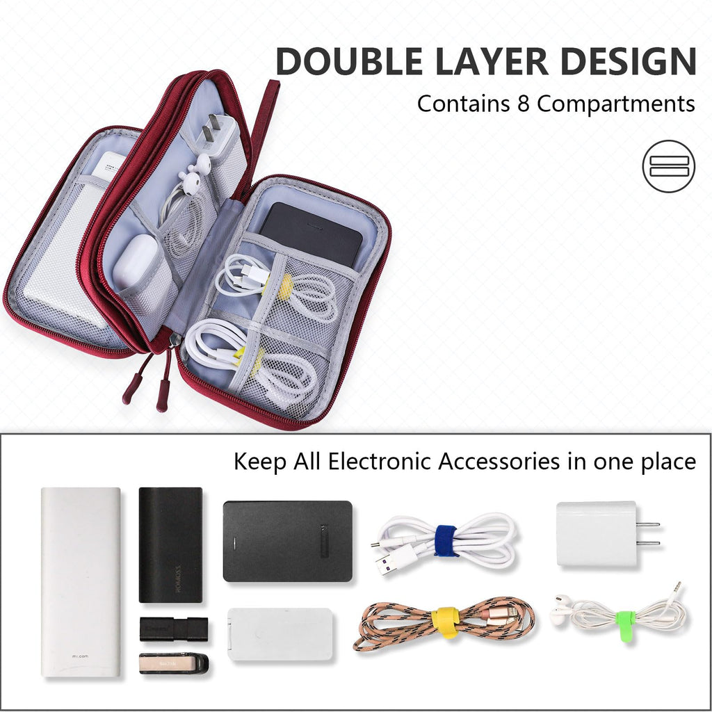 Teskyer Travel Cable Organiser Bag, Travel Essential, Black