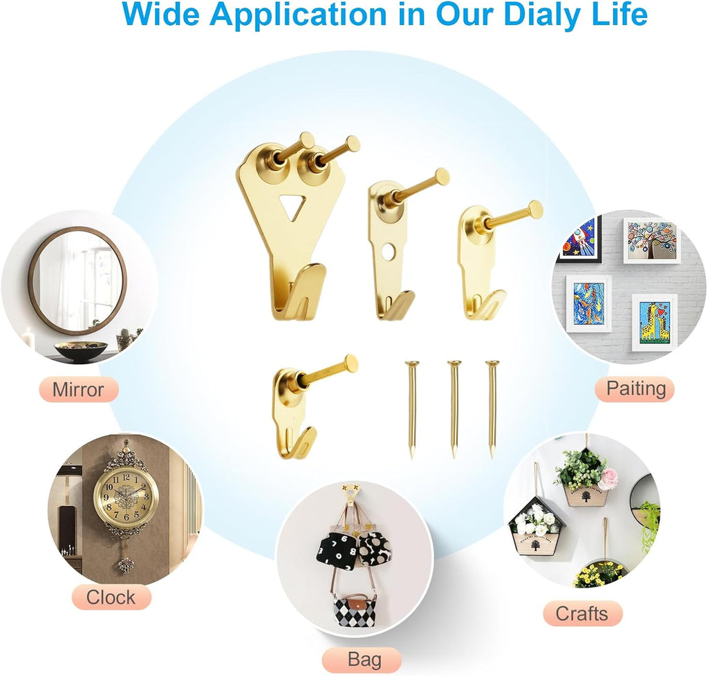 YHYZ Picture Hooks Heavy Duty, Picture Hanging Kit: Hangers (50 30 20 10 lbs) + Small Nails, Hanging Clock Photo Mirror Painting, for Plasterboard Wood Dry Walls Hardwall