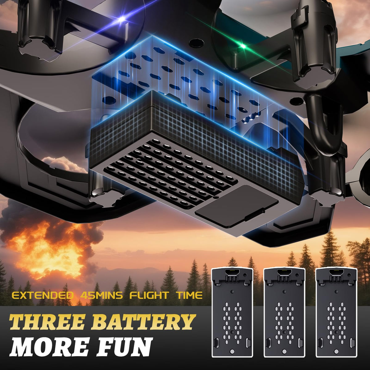 RC Planes Remote Control Airplanes Drones for Kids Adults,Black,3Batteries