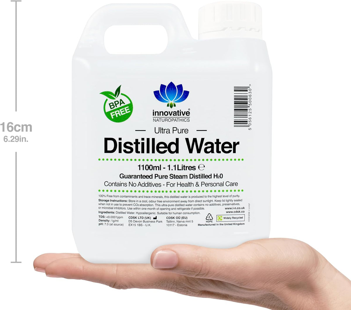 Distilled Water - 100% Pure Steam Distilled H2O - 1100ml (8)