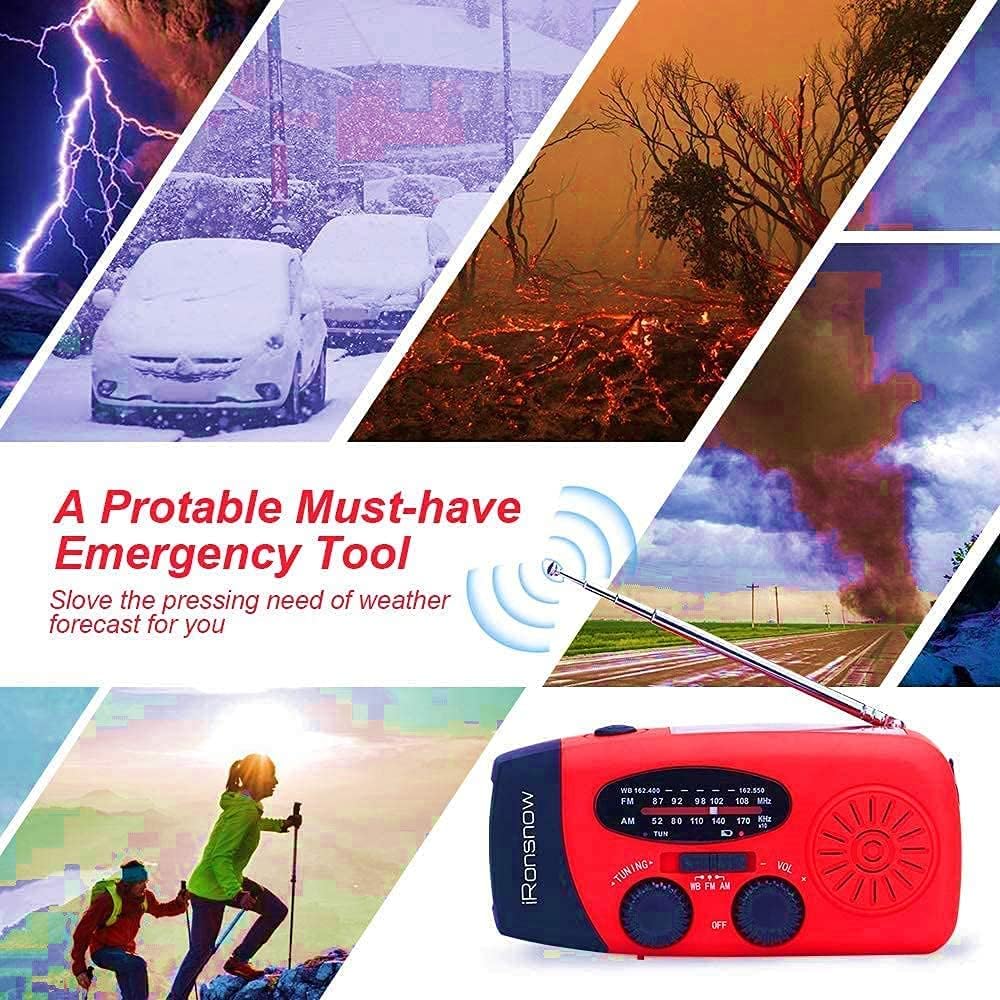 2000mAh Wind Up Solar Radio, Emergency Weather Radio,FM/AM Hand Crank Radio