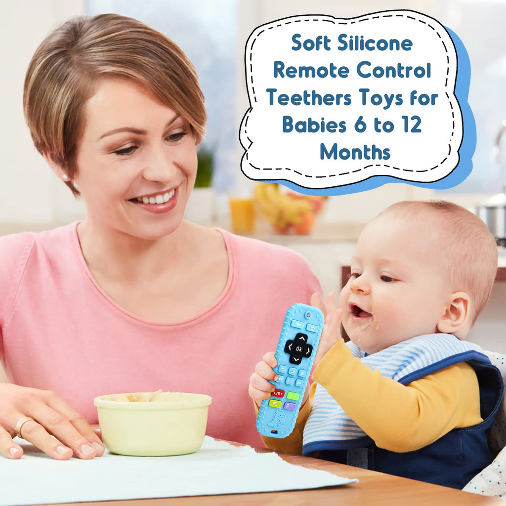 Teething Relief Teethers Toys for Babies 3-6 12 Months Gifts, Silicone Remote Control Baby Teether Bath Toys for 3 6 9 Months Newborn Infant Boy Girl Autism, Food Grade Silicone Sensory Toys, Black