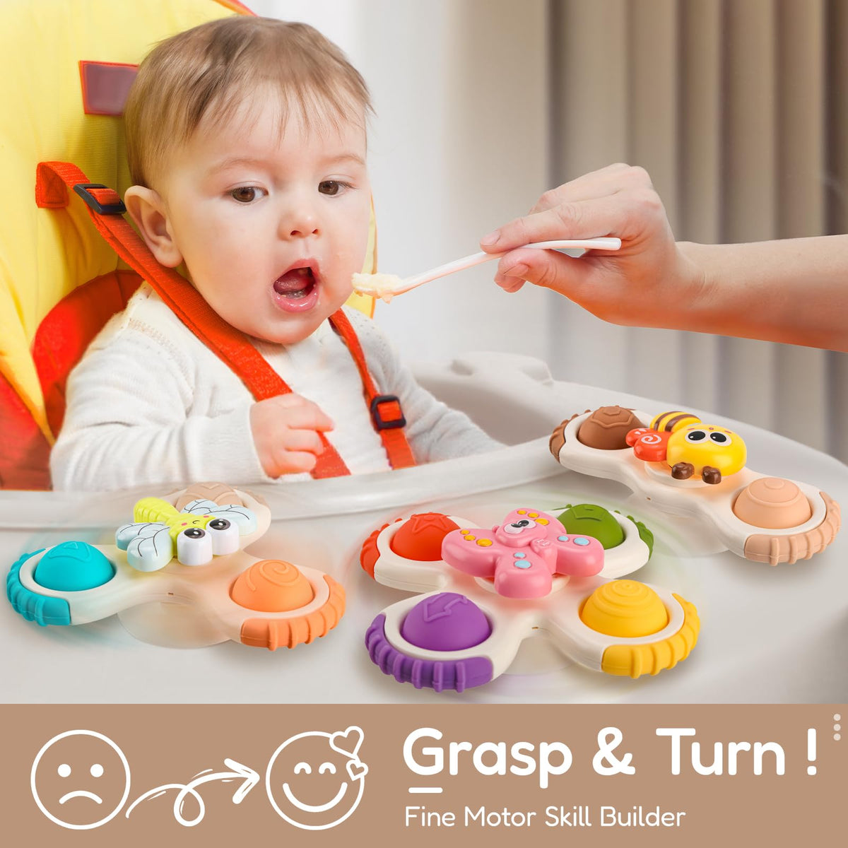 ALASOU Pop Suction Cup Spinner Airplane Travel Toys for 1 Year Old Boy Girl