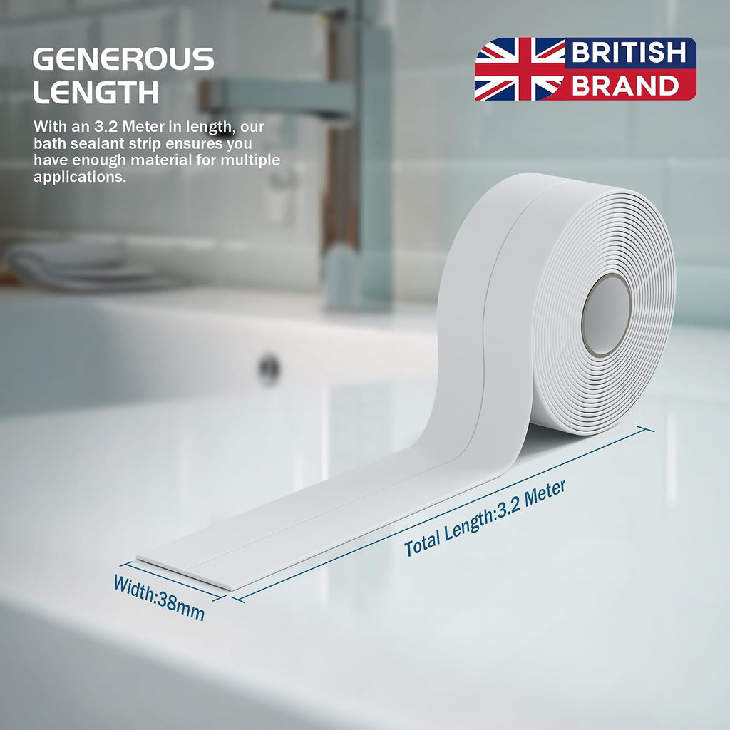 HNNHOME White Waterproof Bath Sealant Strip for Bathroom and Kitchen Gaps